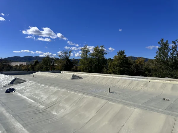 Superficie della copertura con rivestimento chiaro e una porzione scura lungo il perimetro.